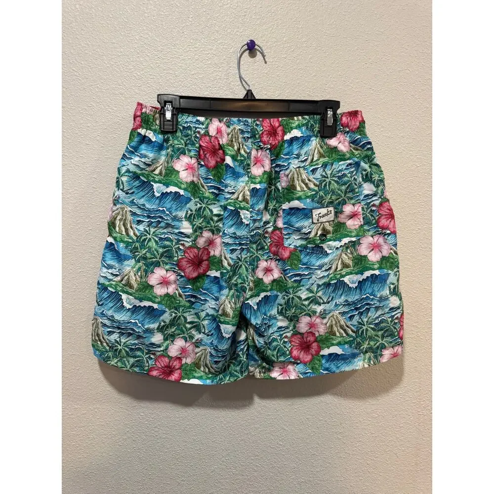 Franks Oahu Floral Print Swim Shorts Blue/Green/Pink‎ Size XL | Pool Party Vacay